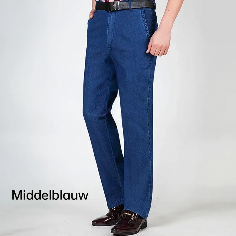 Uitverkoop 50% kortinga?3Rechte Pasvorm Stretch Jeans Met Hoge Taille Voor Mannene