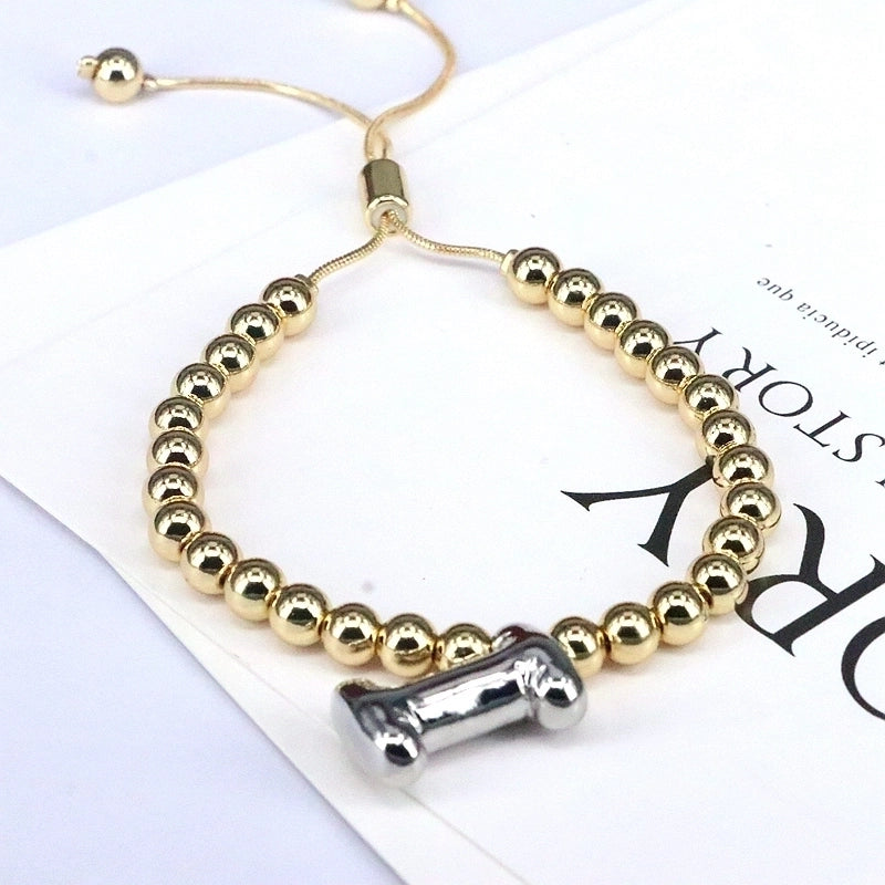 Copper Gold Plated Vintage Style Minimalist Plating Letter Bracelets