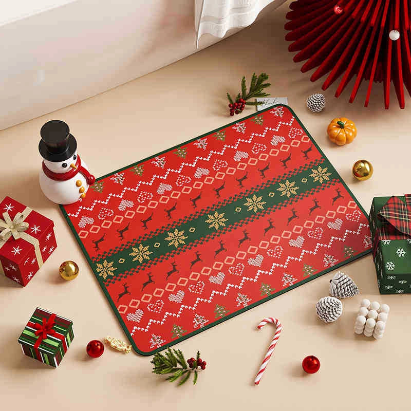 Christmas Casual Vacation Printing Polyester Carpet Bathing Carpet