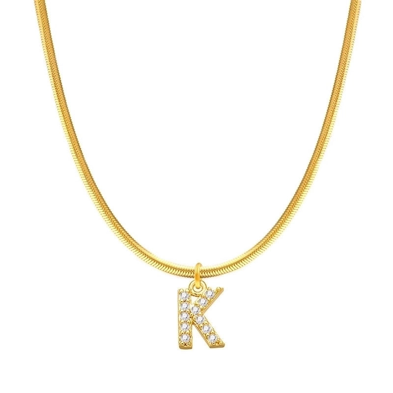 304 Stainless Steel Copper Retro Classic Style Inlay Letter Zircon Pendant Necklace