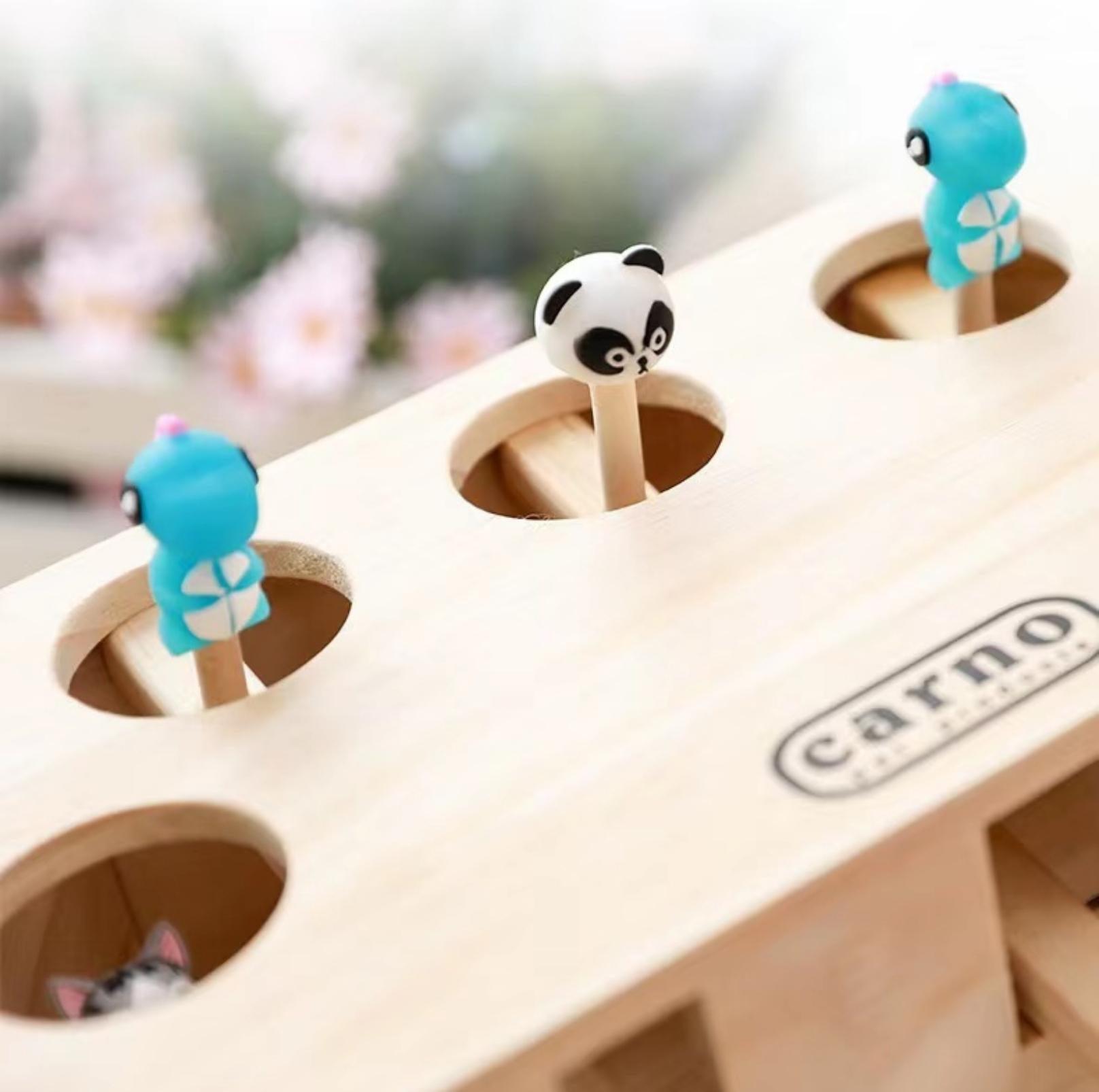 Wooden Whack-A-Mole Puzzle Cat Toys Box