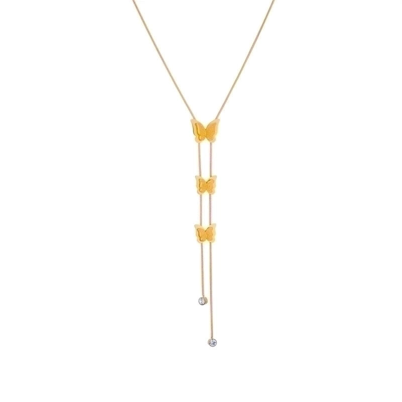 Titanium Steel Minimalist Plating Butterfly Titanium Steel Pendant Necklace