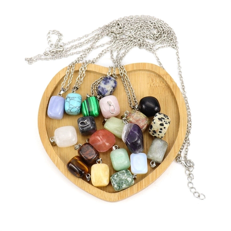Minimalist Geometric Natural Stone Ferroalloy Knitting Pendant Necklace