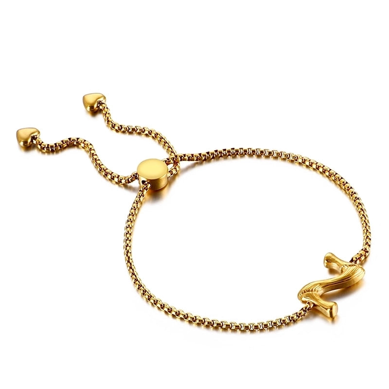 Casual Minimalist Letter Heart Shape Stainless Steel 18K Gold Plated Bracelets In Bulk