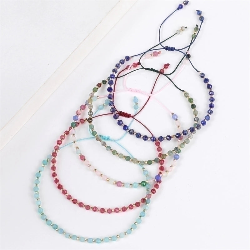 Minimalist Round Natural Stone Knitting Drawstring Bracelets