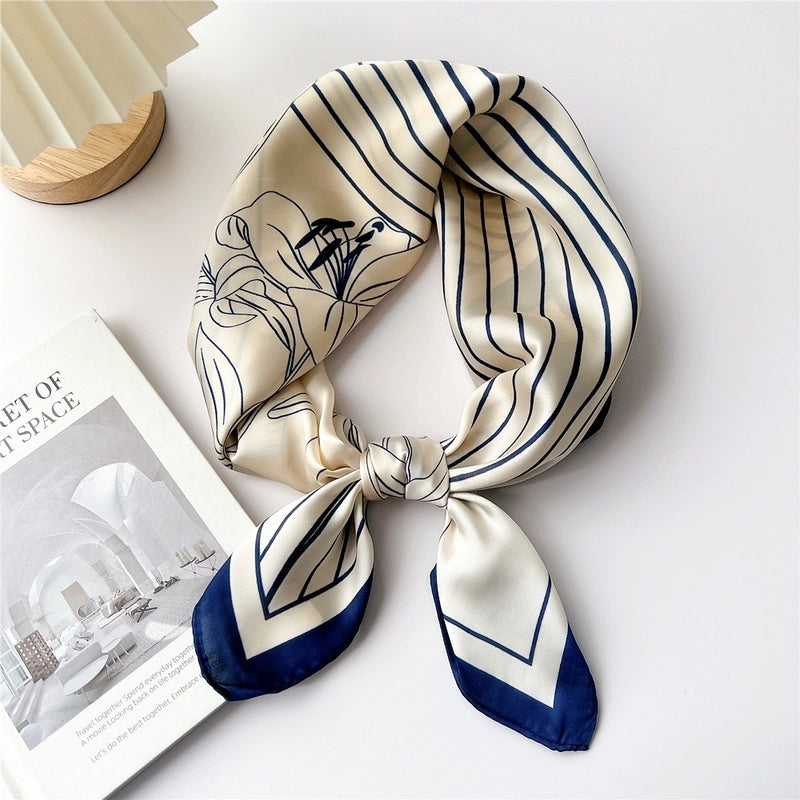 Women's Cartoon Style Cute Minimalist Printing Polyester Printing Silk Scarf