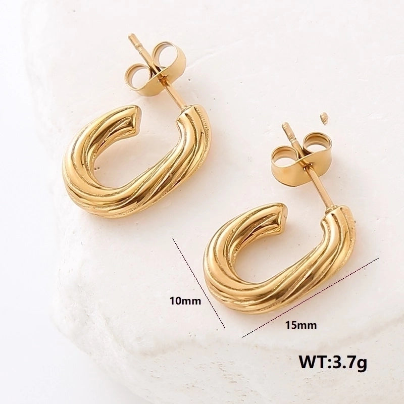 1 Pair Minimalist Commute Solid Color Plating 304 Stainless Steel 18K Gold Plated Ear Studs