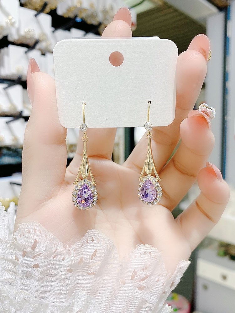 Blue drop crystal earrings