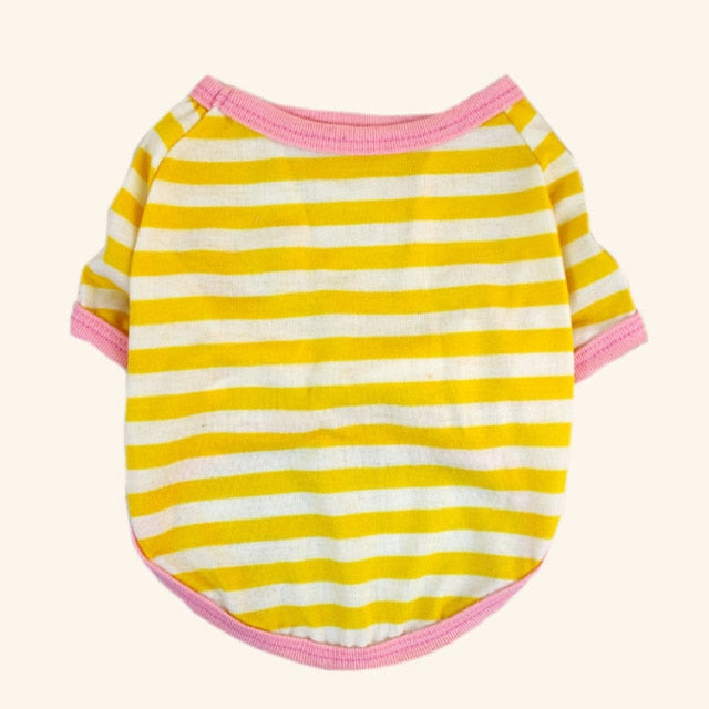 Striped Cotton Dog Cat T-shirt