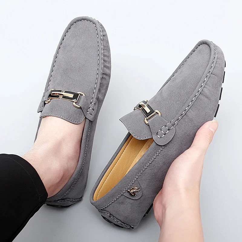 Cricsblue ugg Genuine Leather Men Casual Shoes Luxury Brand 2024 Mens Loafers women Breathable Slip on Black Driving Shoes Plus Size 38-48