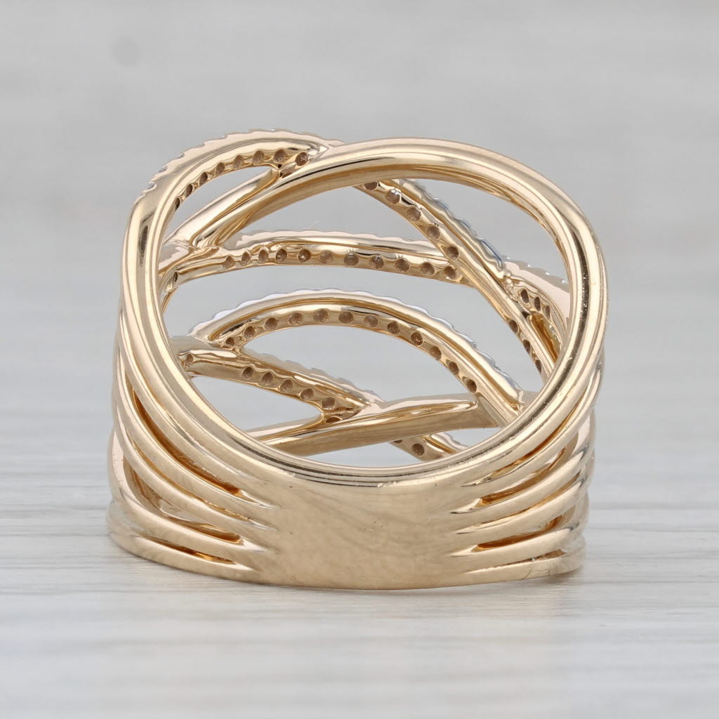 Cardow 0.75ctw Diamond Crossover Ring 14k Yellow Gold Size 7 Cocktail