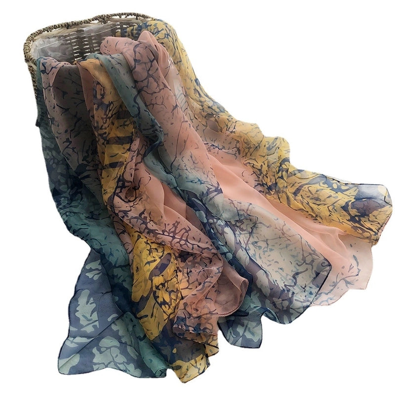 Women's Streetwear Gradient Color Flower Ice Silk Soft Yarn Scarves & Gloves