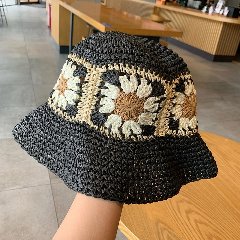 Women's Sweet Flower Flowers Wide Eaves Straw Hat