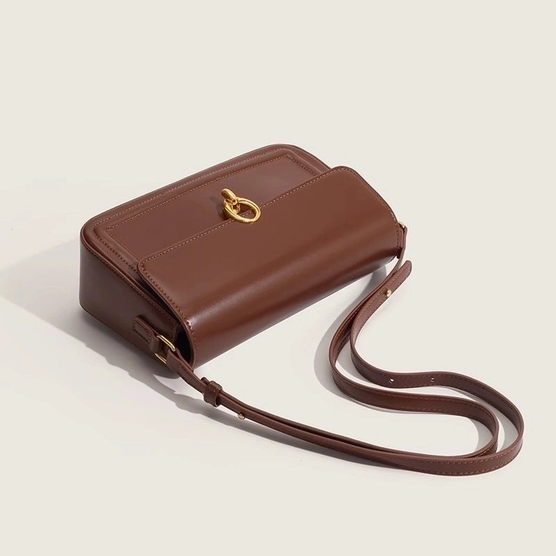 Women's Medium Pu Leather Solid Color Classic Style Flip Cover Shoulder Bag