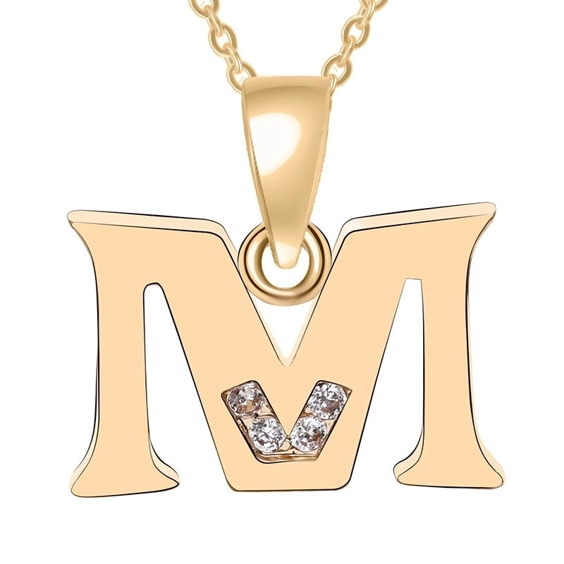Minimalist Letter Copper Plating Inlay Zircon Pendant Necklace