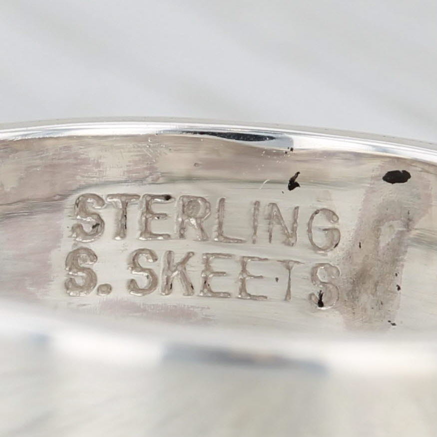Native American Scott Skeet Patterned Ring Sterling Silver 14k Gold Band