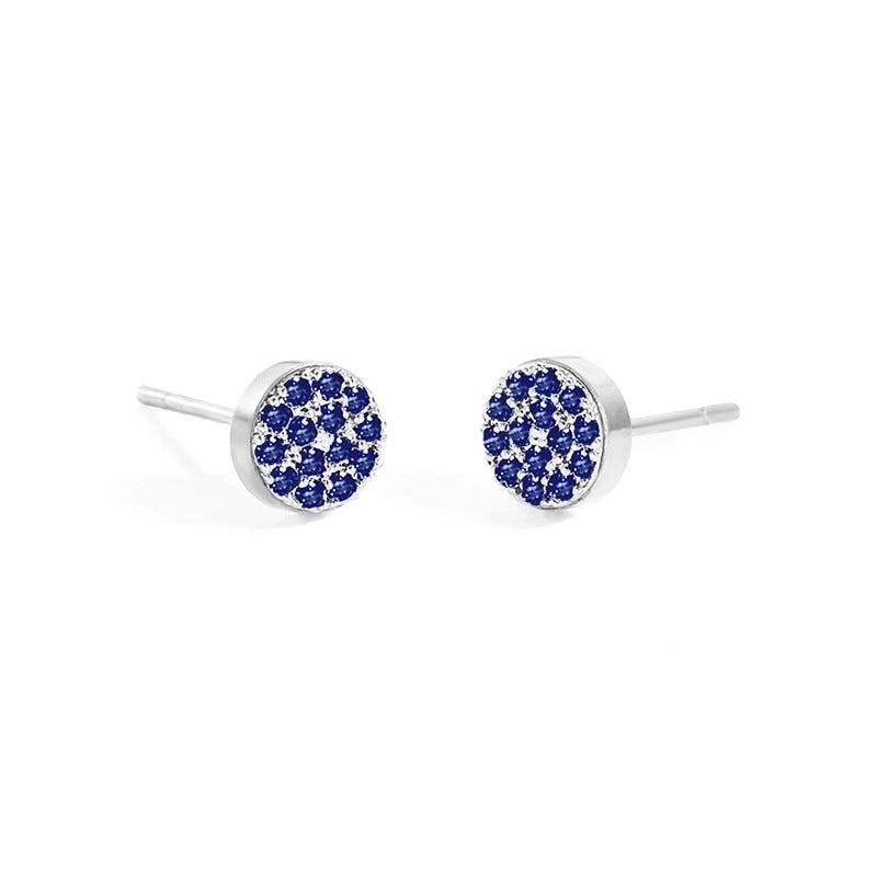 Minimalist Round Stainless Steel Inlay Artificial Diamond Ear Studs 1 Pair