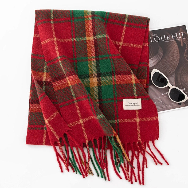 New Ladies Autumn And Winter Cashmere Scarf Fashion Plaid Shawl Warm Cold Scarf
