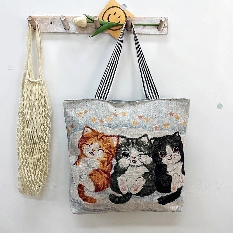 Women's Vintage Style Flower Canvas Shopping Bags