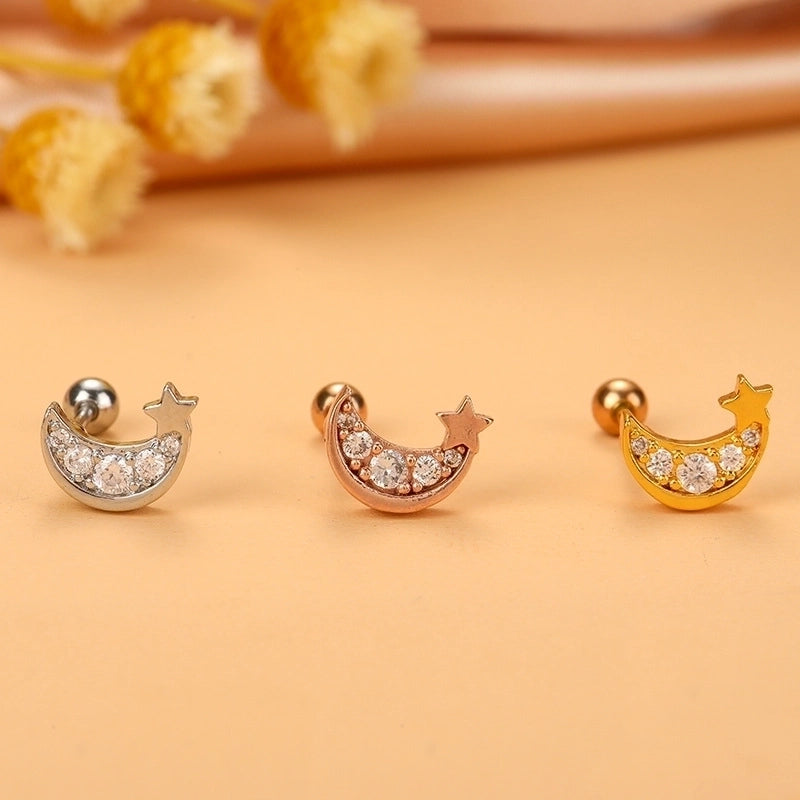 Minimalist Cross Flower Stainless Steel Copper Plating Inlay Zircon Ear Studs 1 Piece