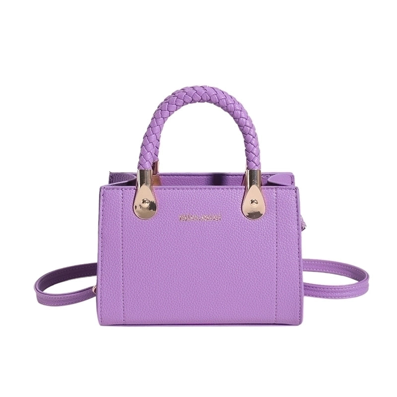 Women's Pu Leather Solid Color Elegant Square Zipper Handbag