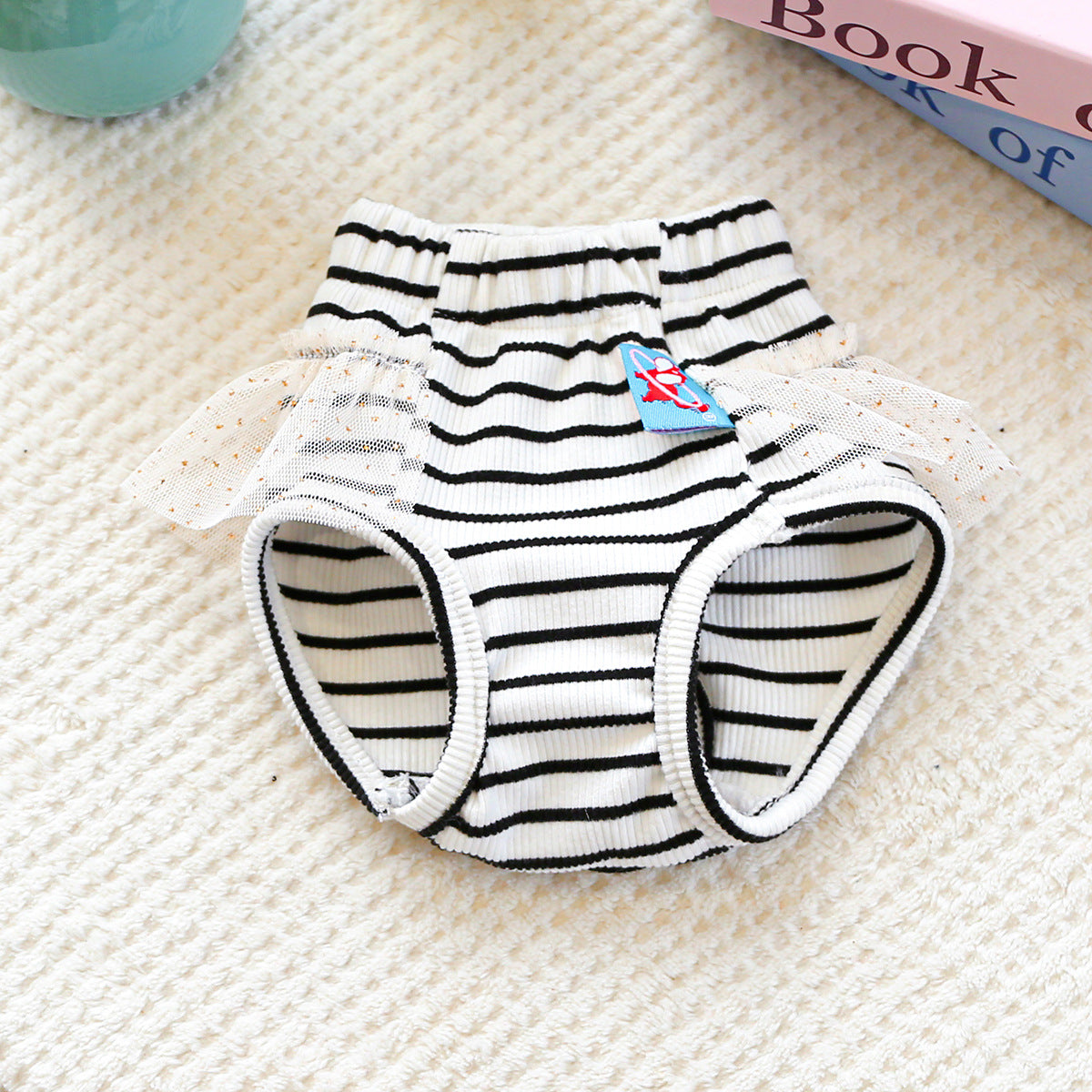 Washable Striped Bow Lace Dog Diaper Pants
