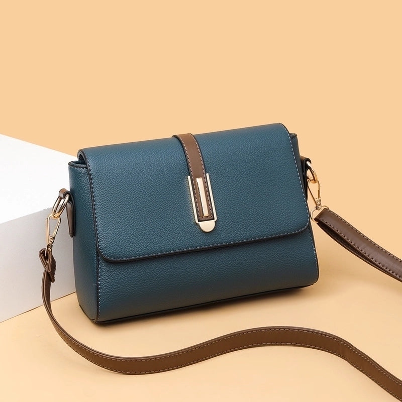 Small Square Bag Women's New Fashion Soft Leather Women's Shoulder Crossbody Bag Solid Color High-end Texture Middle-aged Mother Bag