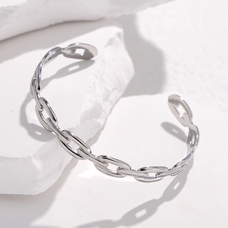 2 Pieces Expressive Stripe Stainless Steel Electroplating Bangles