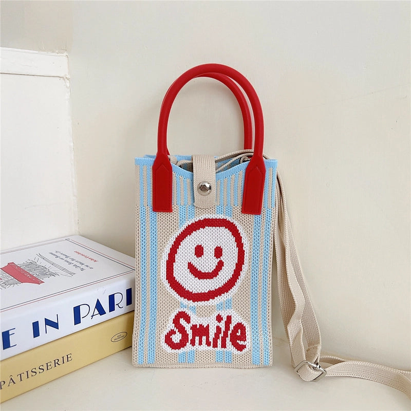 Women's Small Knit Cat Vintage Style Classic Style Bucket Buckle Handbag