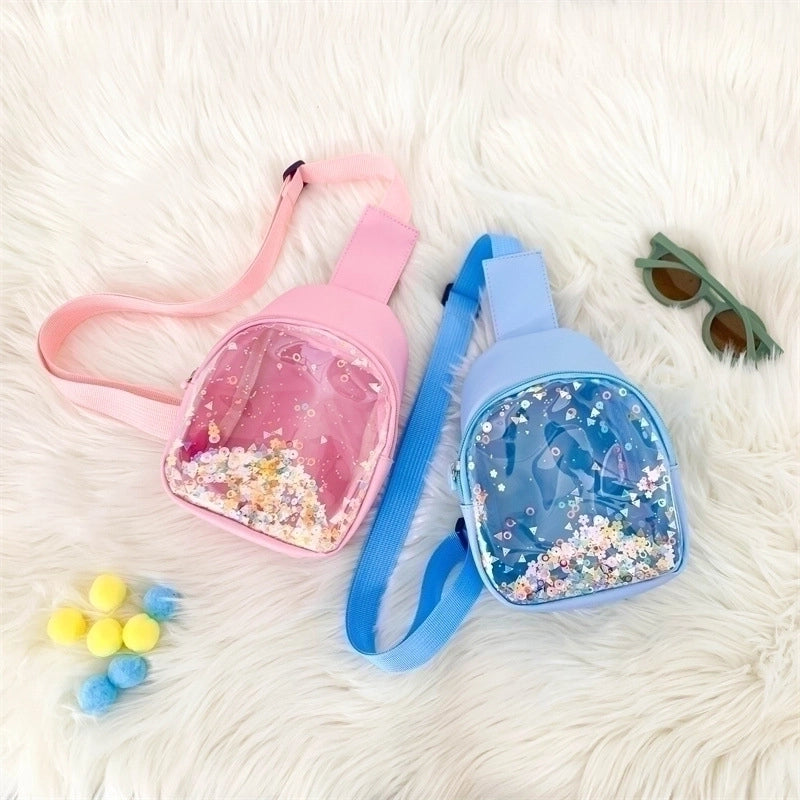 Pvc Candy Color Plastic Transparent Children's Chest Bag Crossbody Small Bag Shoulder Bag