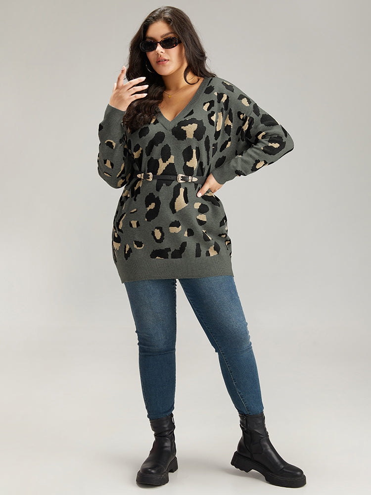 Anti-Pilling Leopard Elastic Cuffs Pullover