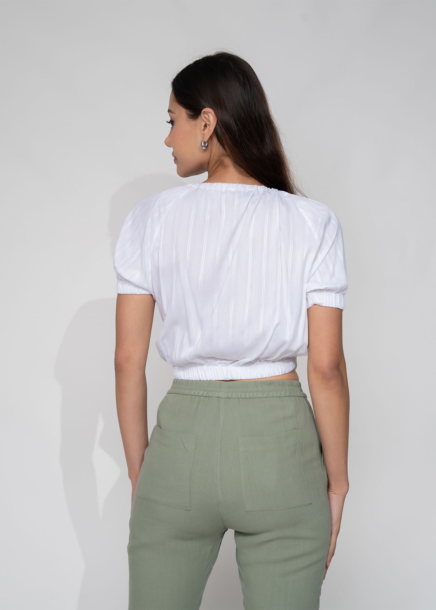 Shirring Detail Crop Top