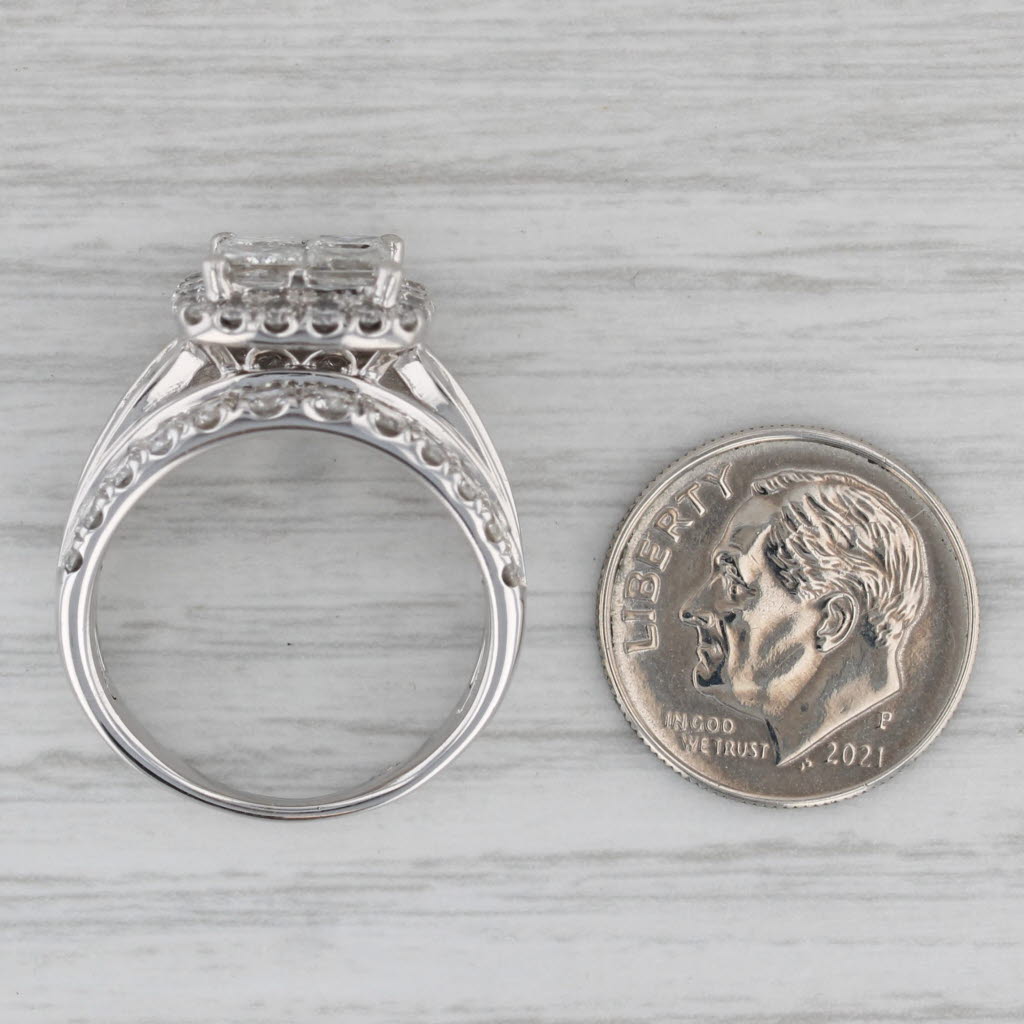 3.77ctw Princess Diamond Halo Engagement Ring 14k White Gold Size 7.75