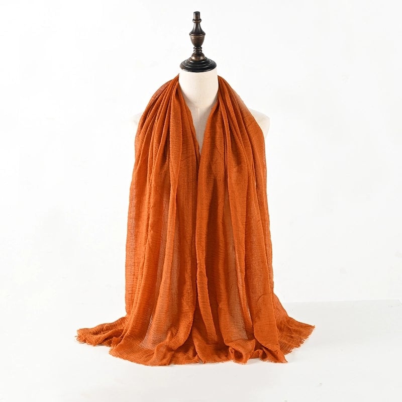 Women's Vacation Minimalist Solid Color Cotton Silk Scarf