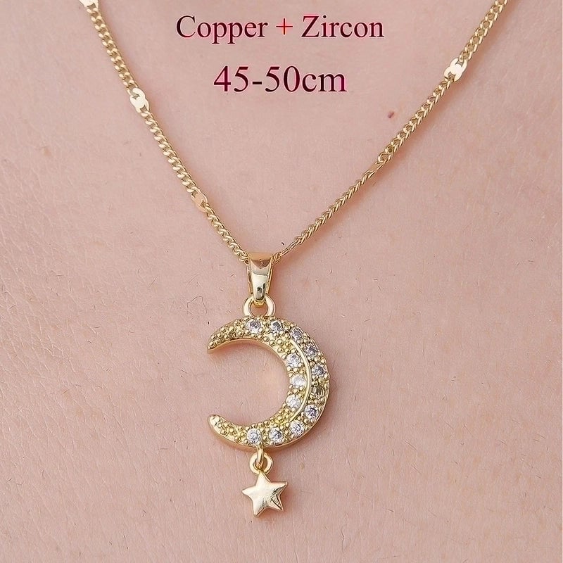Minimalist Rainbow Star Moon Stainless Steel Titanium Steel Polishing Plating Pendant Necklace