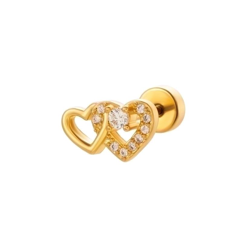 1 Piece Ear Cartilage Rings & Studs Minimalist Classic Style Heart Shape Snake Butterfly Copper Polishing Inlay Zircon 18K Gold Plated Ear Cartilage Rings & Studs
