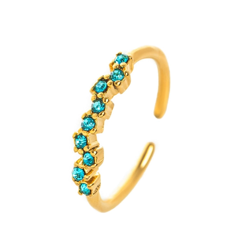 Minimalist Classic Style Geometric 304 Stainless Steel Zircon 18K Gold Plated Inlay Stainless Steel Rings