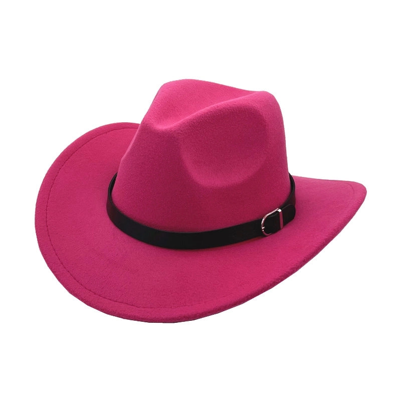 Felt Top Hat Curved Edge Classic Belt Buckle Panama Hat Gentleman Hat Sun Protection Sun Hat One-piece Delivery