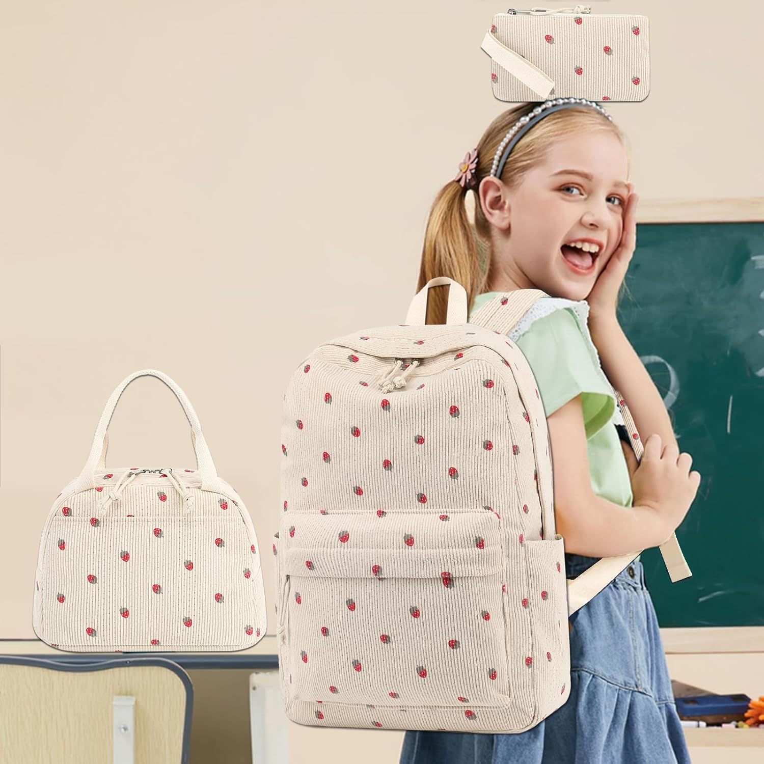 Bluboon School Backpack Teens Girls Boys Kids School Book Bags with Lunch Box Pencil Bag