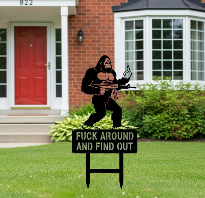 Bigfoot Middle-Finger Yard Sign: Your Hilarious & Badass Lawn Guardian 🦍💥