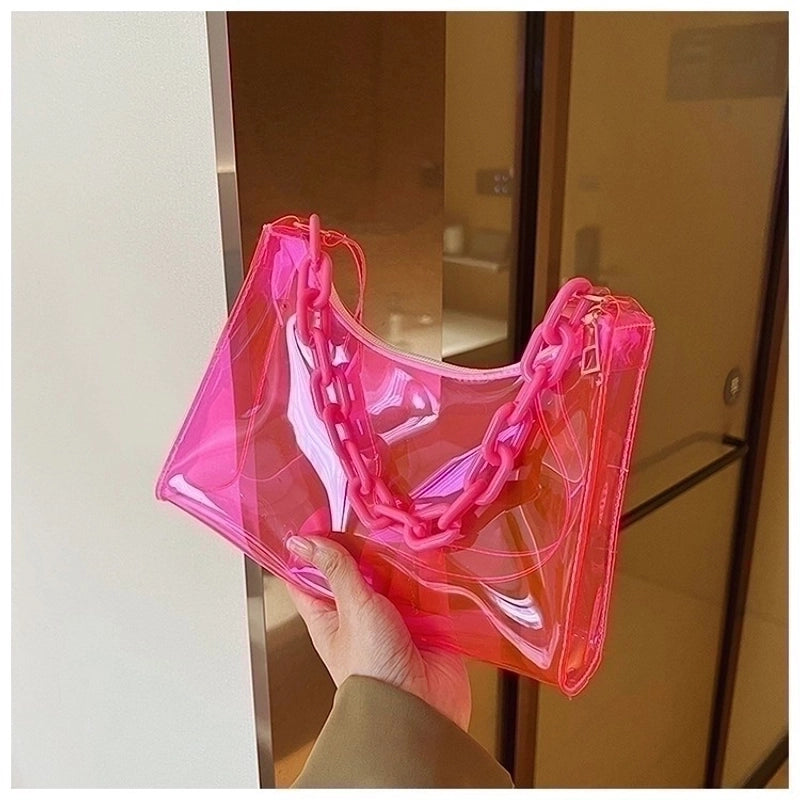 Women's Small Pvc Solid Color Streetwear Square Zipper Shoulder Bag Crossbody Bag Underarm Bag