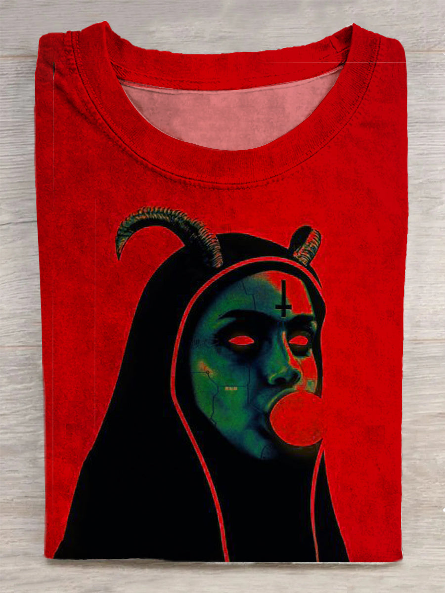 Unisex Gothic Nun Abstract Print T-Shirt