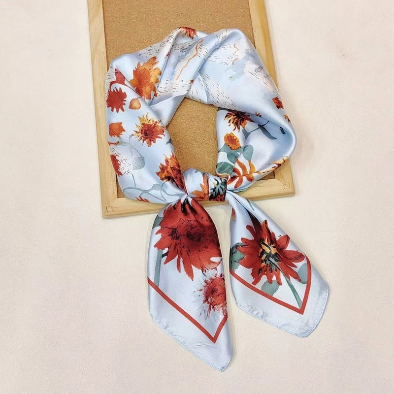 Women's Casual Vacation Chains Print Satin Printing And Dyeing Printing Dyeing Silk Scarf Kerchief Bandanas