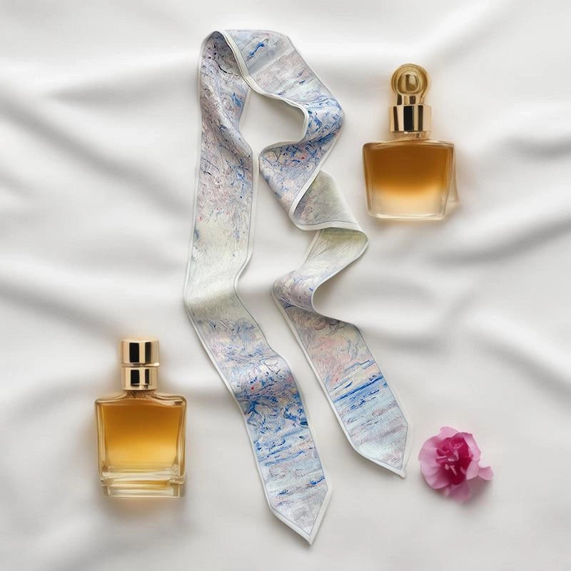 Women's Fairy Style Sweet Flower Satin Silk Scarf