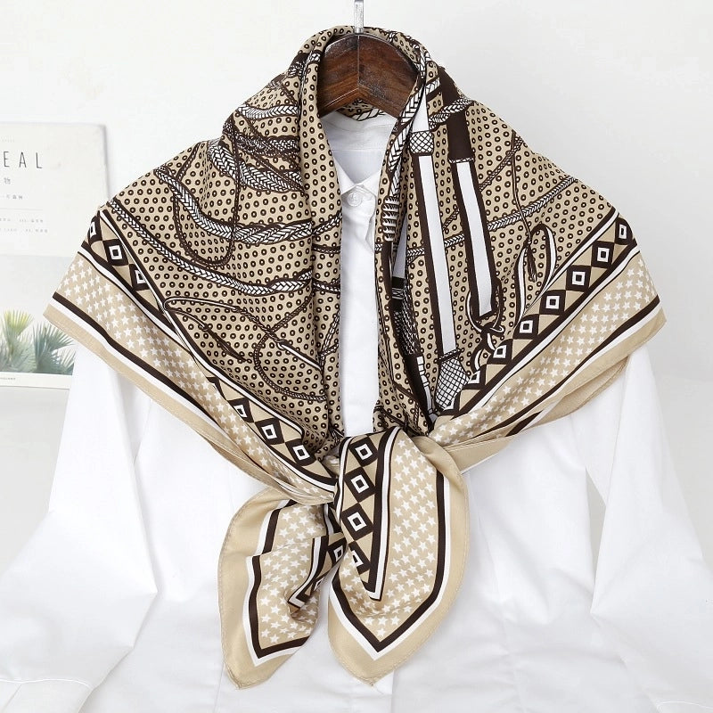 Women's Casual Printing Satin Polyester Silk Scarf