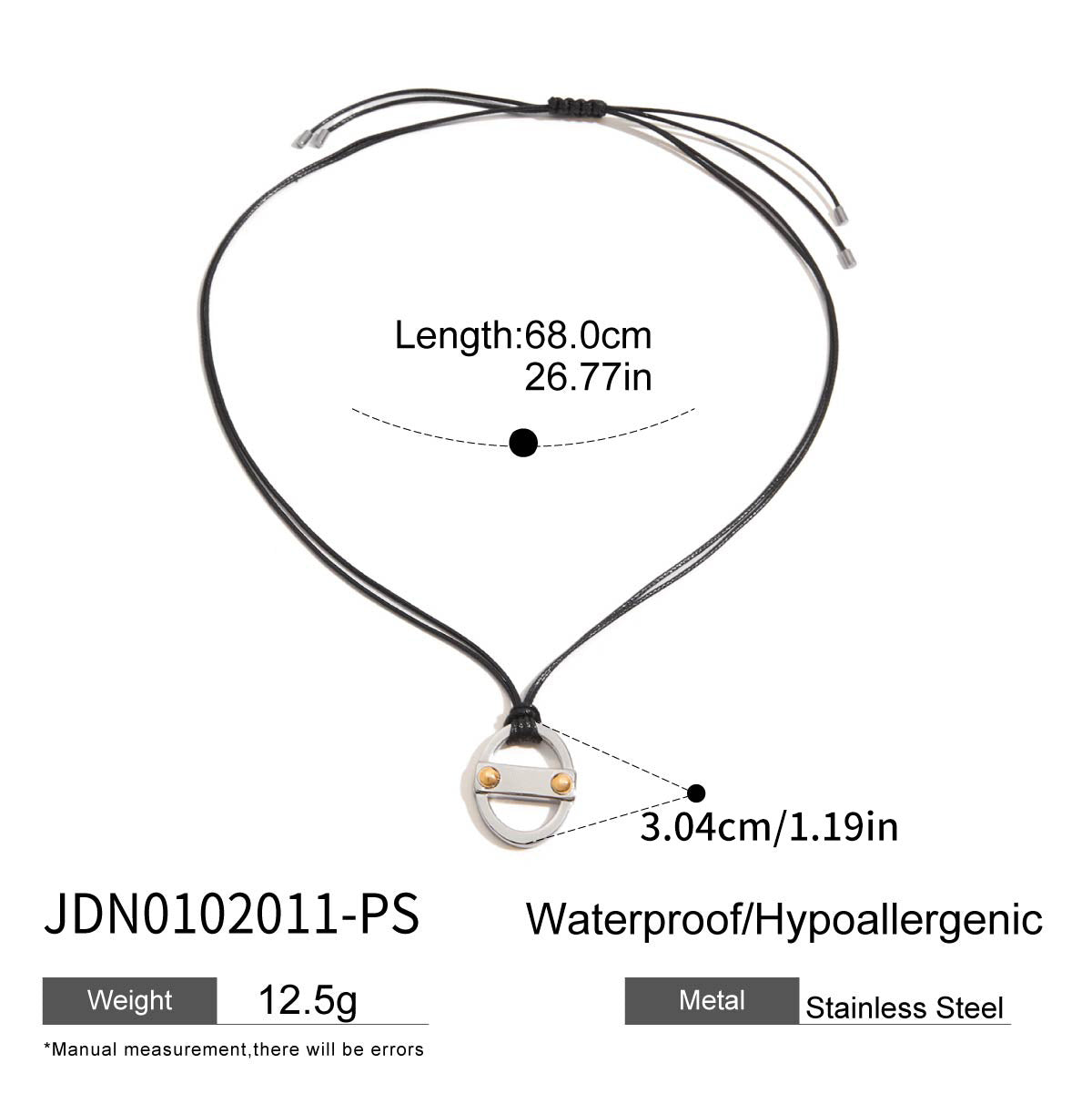 Jie Ding Black Rope Titanium Steel Necklace Niche Design Clavicle Chain Hot Style Stainless Steel