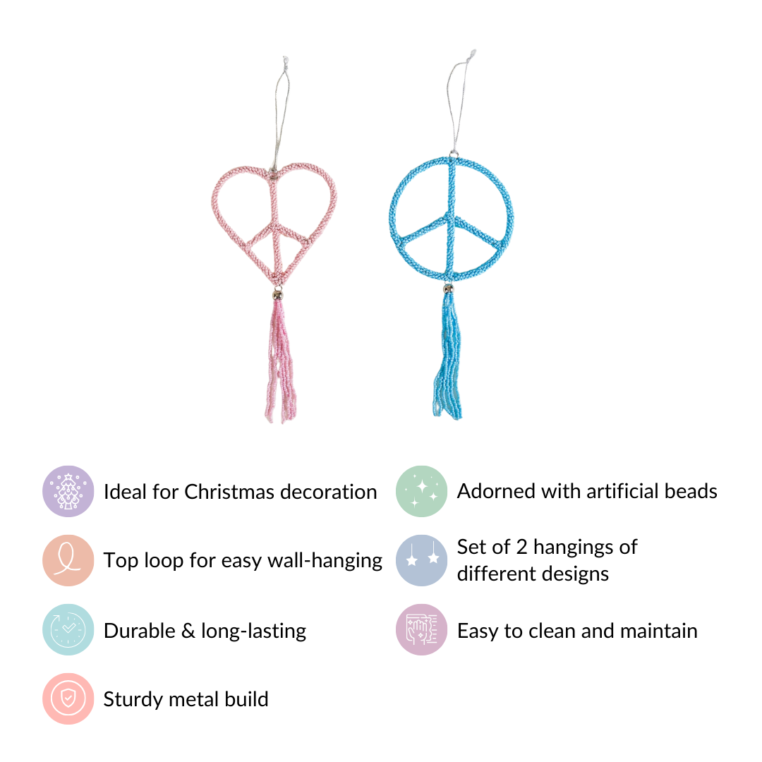 Beaded Christmas Ornament Set of 2