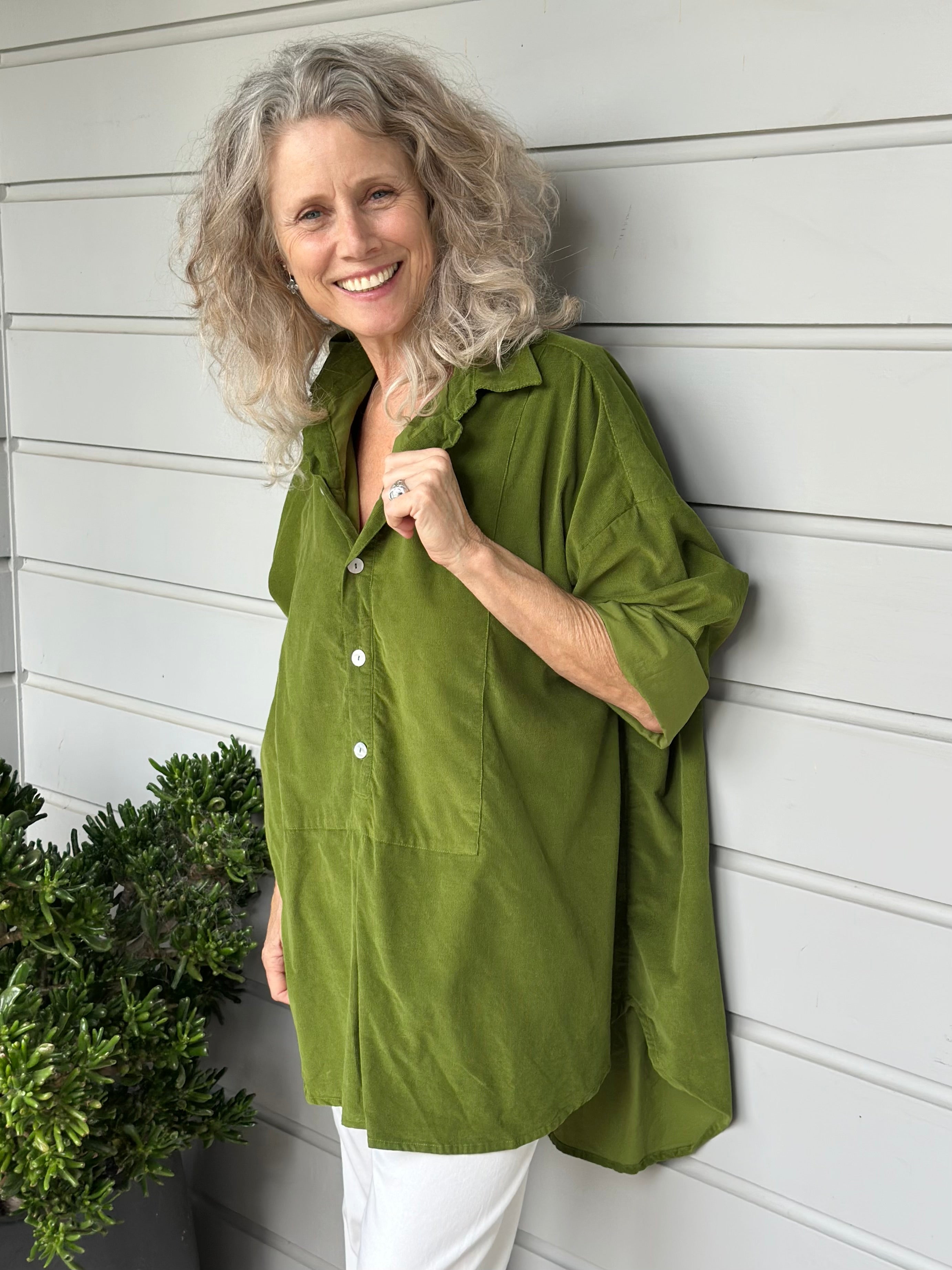 megan shirt - olive cord