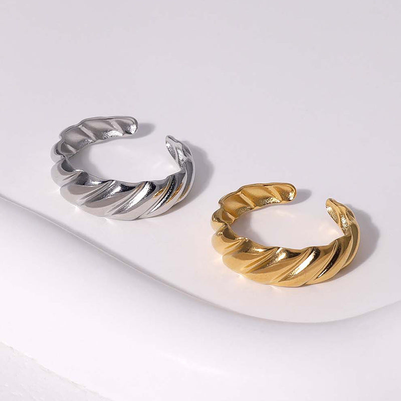 Open Ring Minimalist Ellipse Geometric Stainless Steel Electroplating Rings