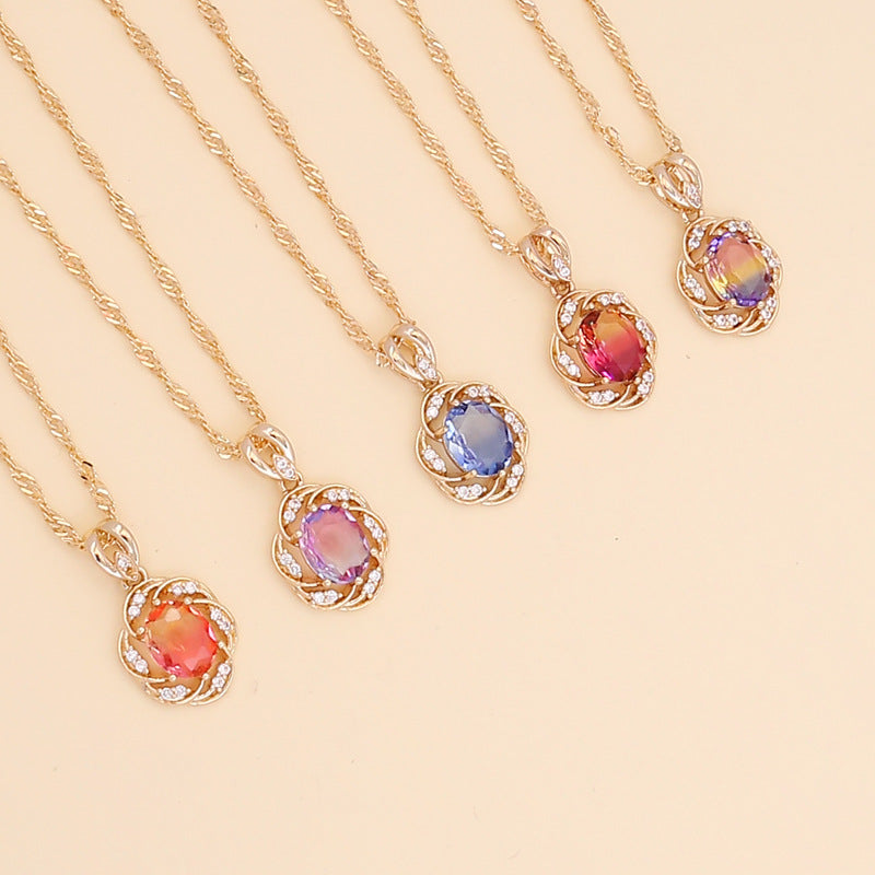 Women Minimalist Metal Flower Alloy Electroplating Necklaces